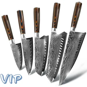 Кухонный нож шеф-повара ножи японский 7CR17 440C из высокоуглеродистой нержавеющей стали Шлифовальный лазерный узор