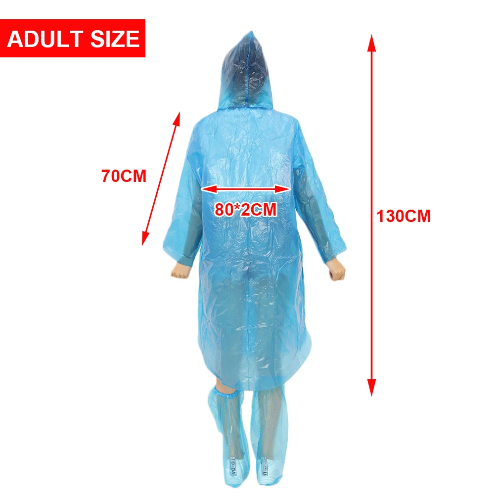 Модный одноразовый дождевик из полиэтилена водонепроницаемый дождевик-пончо с
