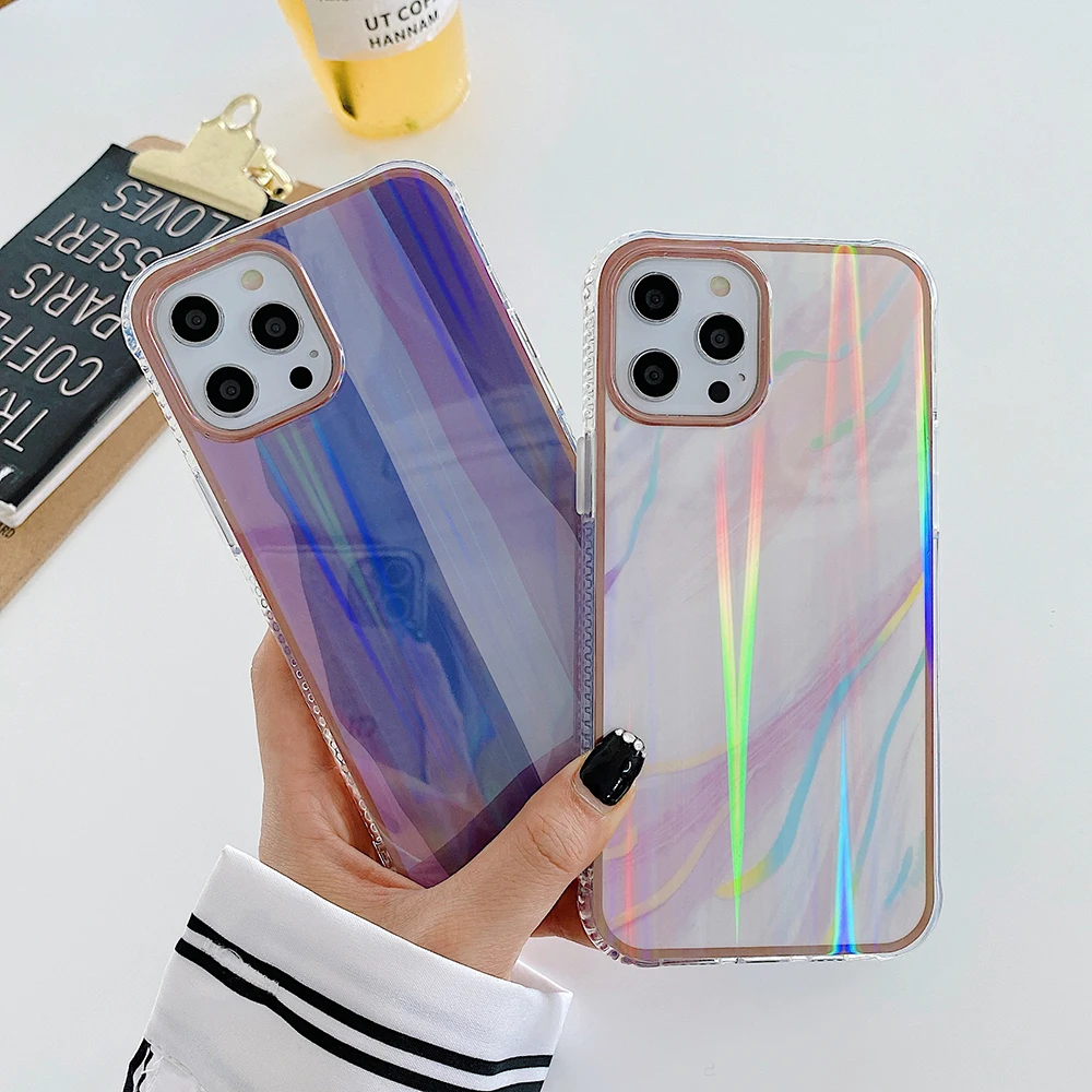 

Luxury Aurora Rainbow Phone Case for IPhone 12Pro 11 12 Pro Max X XS XR 7 8 Plus SE2 Shockproof Colorful Cover Funda Cases Coque