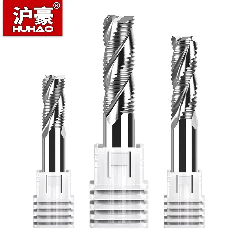 

HuHao 3 Flute Wave Edge Roughing Milling Cutter Full-Grinding Endmill Aluminum Copper For Open-Coarse Metal CNC Machining Center