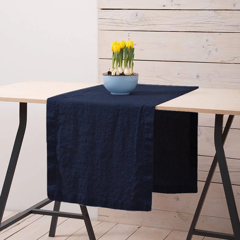 100% чистая натуральная льняная однотонная прямоугольная боковая скатерть в