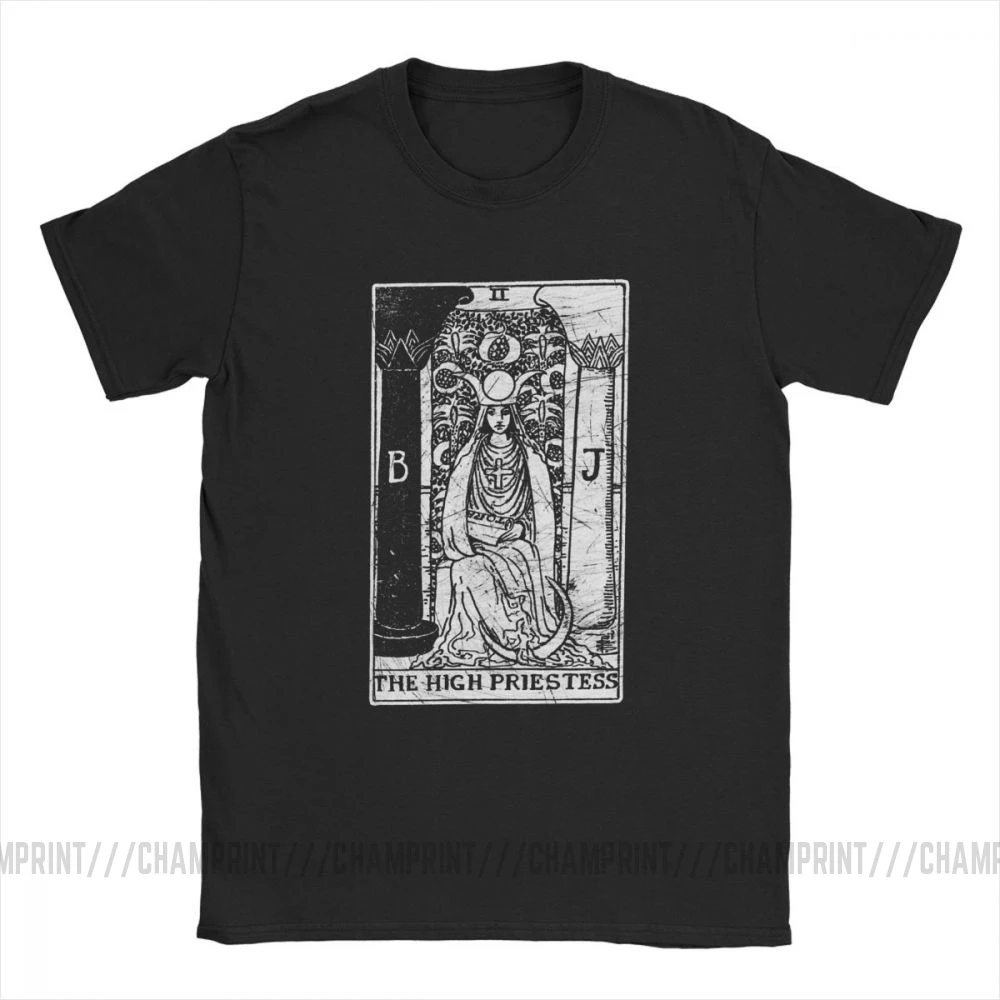 Мужская футболка с короткими рукавами из чистого хлопка надписью The High Priestess Tarot