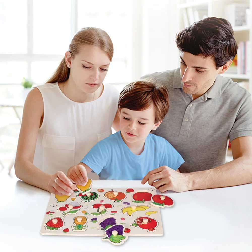 

2PCS Wooden Peg Knob Puzzle Fruit and Vegetable Preschool Early Educational for Baby Toddler