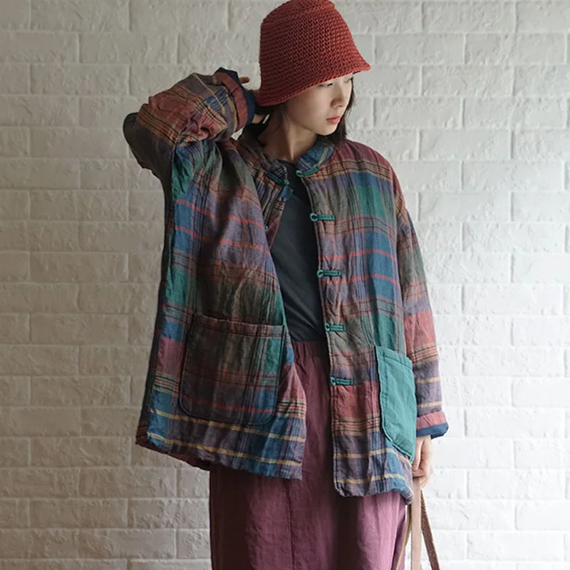 Новинка 2019 зимнее Модное теплое хлопковое плотное пальто в клетку с пряжкой