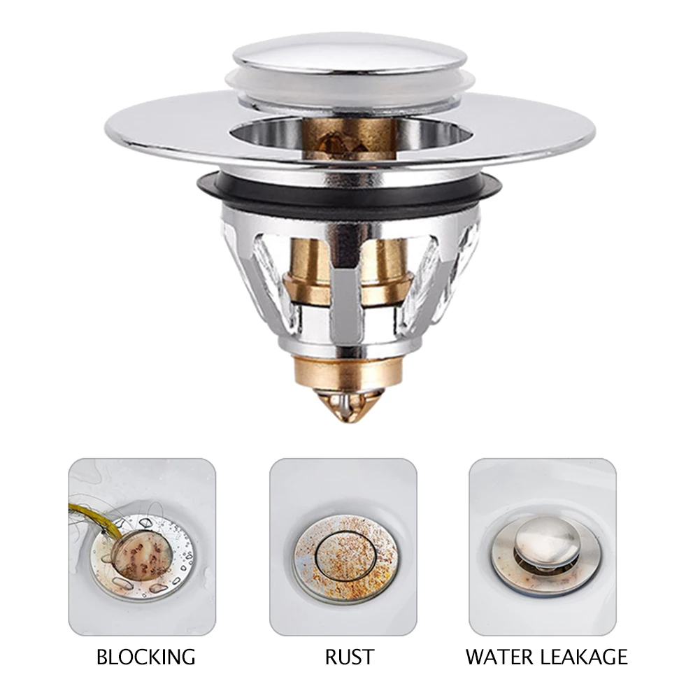 

Wash Basin Bounce Drain Filter Sink Vanity Stopper Hair Catcher Bathroom Supply Kitchen Water Sink Drain Basket Waste Plug