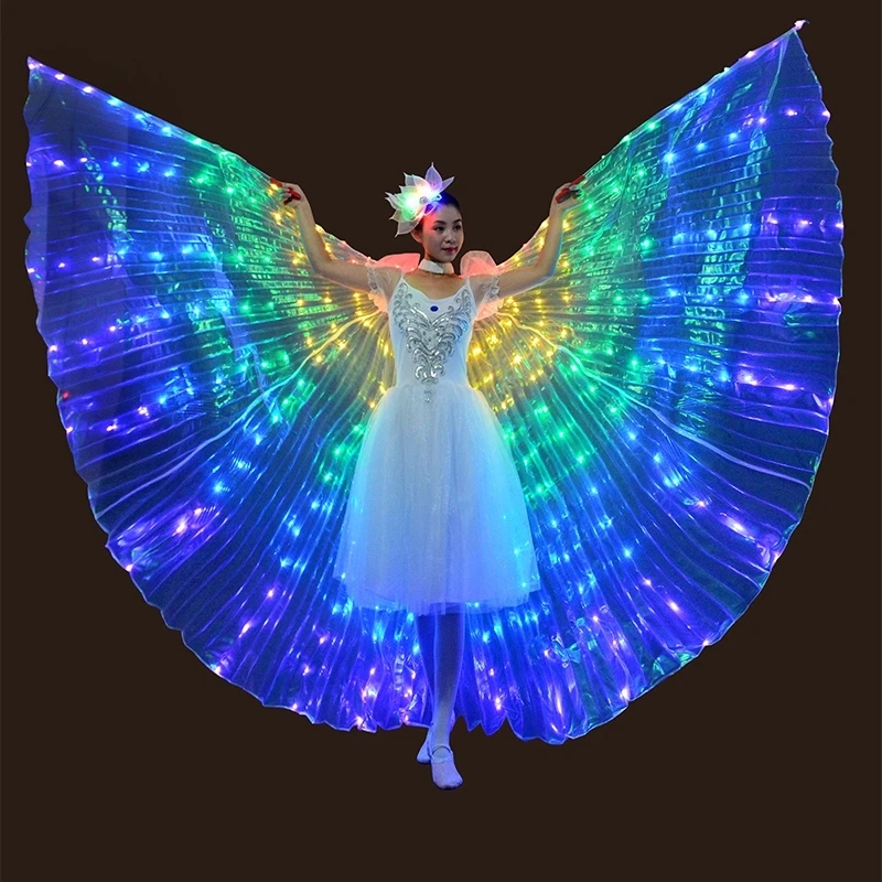 

Colorful Dancing Light Props Fluorescent Belly Dance Cloak Shawl Fairy Performance Clothing, Glow Light Up Belly Dance