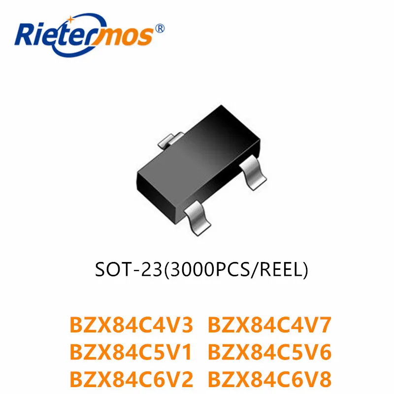 3000 шт. BZX84C4V3 BZX84C4V7 BZX84C5V1 BZX84C5V6 BZX84C6V2 BZX84C6V8 SOT23|quality high| |