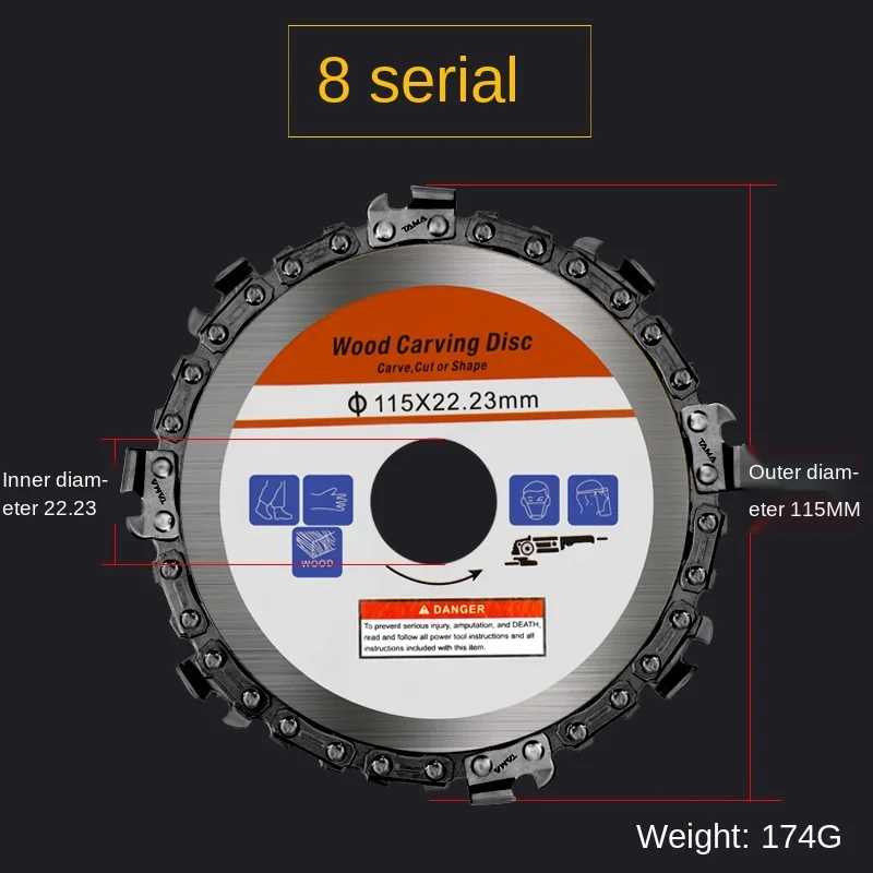 

Wood Carving Disk Grinder Disc Chain Woodworking Saw Disc Blade Cutting Wood Saw Slotted 4/5 Inch Angle Grinder Fixed Blade