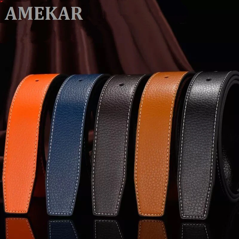 

New Luxury Brand H Belts for Men High Quality Buckle Male Strap Genuine Leather Waistband Ceinture Homme,No Buckle 3.8cm Belt