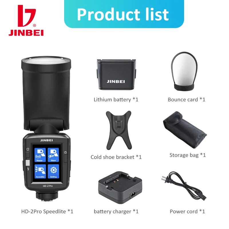 

JINBEI HD-2pro Camera Flash Speedlite Strobe Light Photography Flashes Accessories Photo for Canon Nikon Sony FUJIFILM