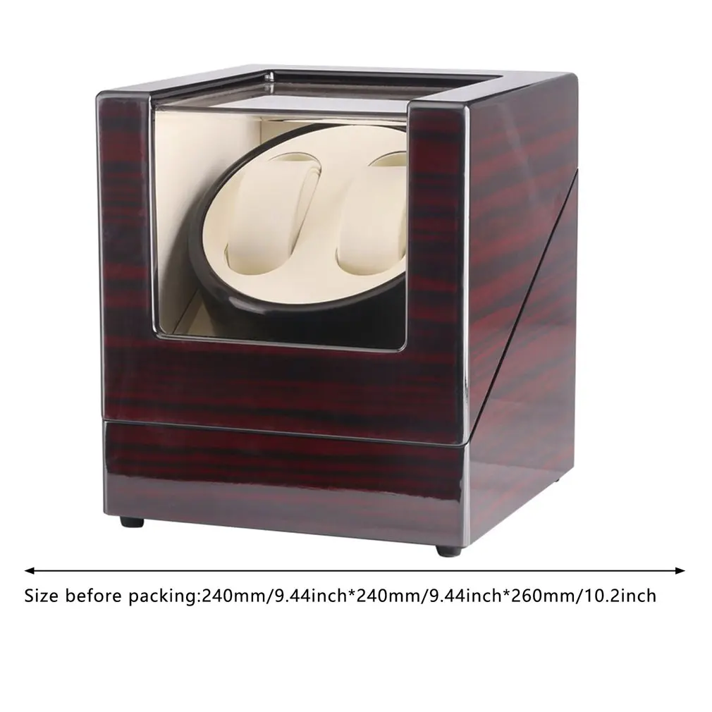 

Wooden Mechanical Watch Winder Motor Shaker Double Dual Watch Winding Box Rose Wood Holder Display Jewelry Storage Organizer