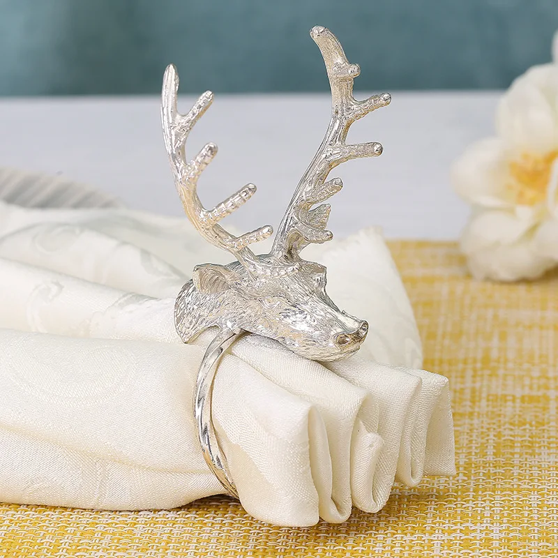6pcs Metal napkin circle Christmas deer ring Hotel set head cloth buckle | Дом и сад