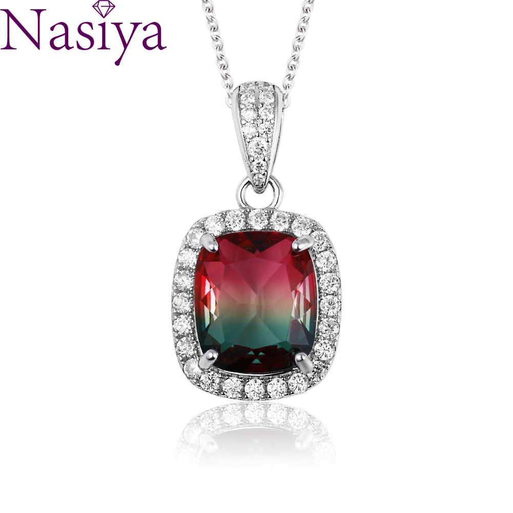 Модное ожерелье с подвеской прямоугольный 12*14 мм цветной турмалиновый Циркон для