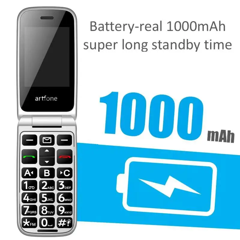 artfone f20 big button mobile phone for elderly unlocked senior mobile phone with sos emergency button1000mah battery free global shipping