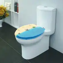 Xueqin Водонепроницаемый пляж узоры ванная комната крышка для унитаза колодки FMD ДВП средней плотности чехол для сиденья унитаза Ванная комната Декор
