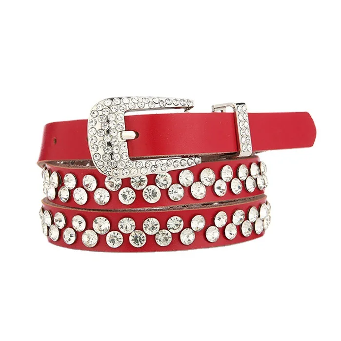 Ремень женский со стразами Шипованный пояс в ковбойском стиле для мужчин и