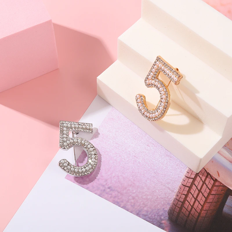 Полная Брошь Стразы с цифрами модные броши для свадебвечерние НКИ буквой 5