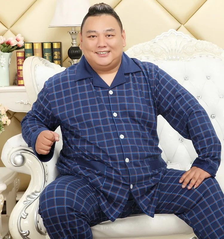 Мужской осенне-зимний хлопок 5XL XL пижамный комплект большие мягкие пижамы