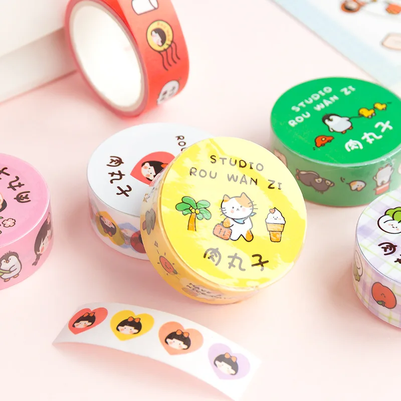Cute Fruit Food Journal Washi Tape Cartoon Character Adhesive DIY Scrapbooking Sticker Label Japanese Masking | Канцтовары для