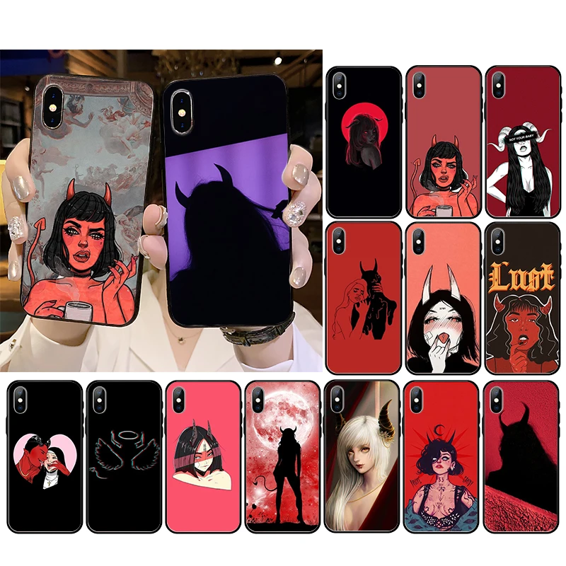 

Aesthetic Devil Woman Phone Case For iPhone 13 12 11 Pro Max 12Mini XS MAX XR SE2 8 7 Plus X