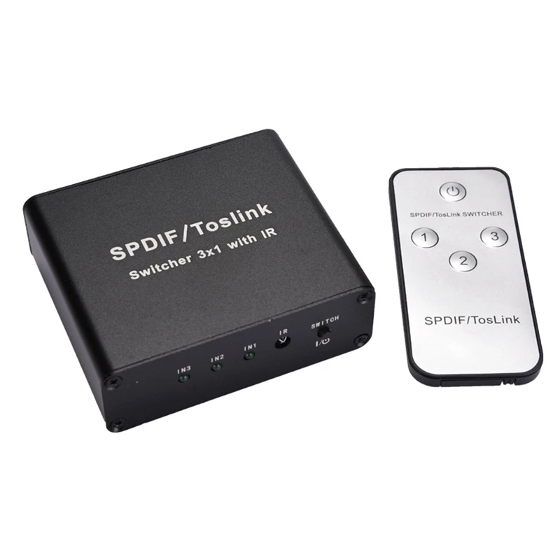 

Digital Audio Optical Fiber Switcher 3 in 1 Out SPDIF Optical Fiber 3X1 with Remote Control US Plug