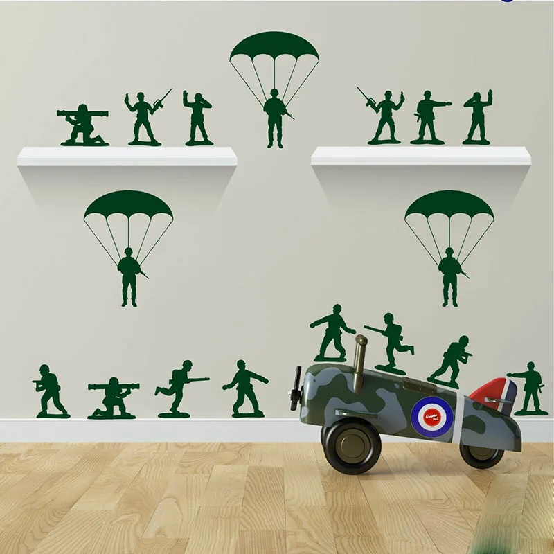 17 шт. мультипликационные армейские мужские парашюты солидные настенные Стикеры