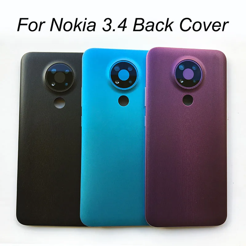 

Для Nokia 3.4 крышка батареи 3,4 задняя крышка корпуса для Nokia 3,4 задняя дверь стеклянная панель для Nokia 3.4 крышка батареи с объективом