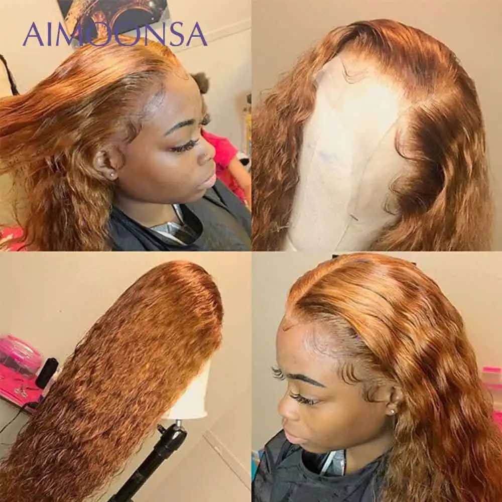 

Orange Lace Front Wig Ginger Curly Human Hair Wig Colored Wig Human Hair T Part Lace Front Human Hair Wigs Pre Plucked Remy 150%