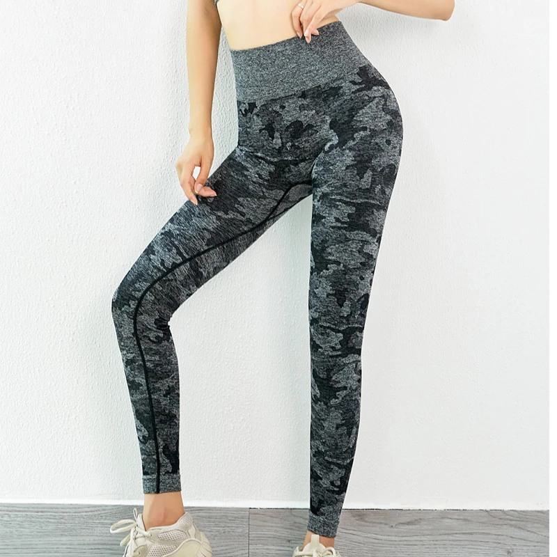 Бесшовные штаны для йоги камуфляжные Леггинсы леггинсы спортзала спортивные с