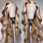 Омбре хайлайтер 613 коричневый блонд цветной парик из человеческих волос Свободные волнистые волосы фронтальный парик Full фронтальный HD прозрачный парик Remy