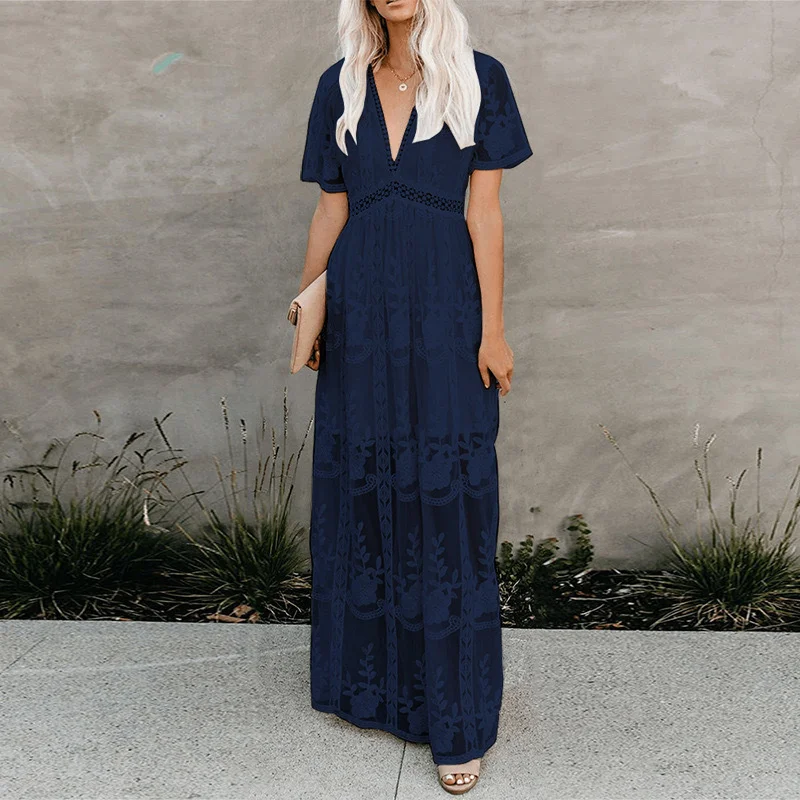 Summer New Pregnant Women Fashion Solid Color High Waist V-neck Embroidery Short-sleeved Lace Dress Ladies Fashion Top PW05 women fashion eyelet embroidery ruffle hem mini dress summer white v neck high waist short sleeved dresses