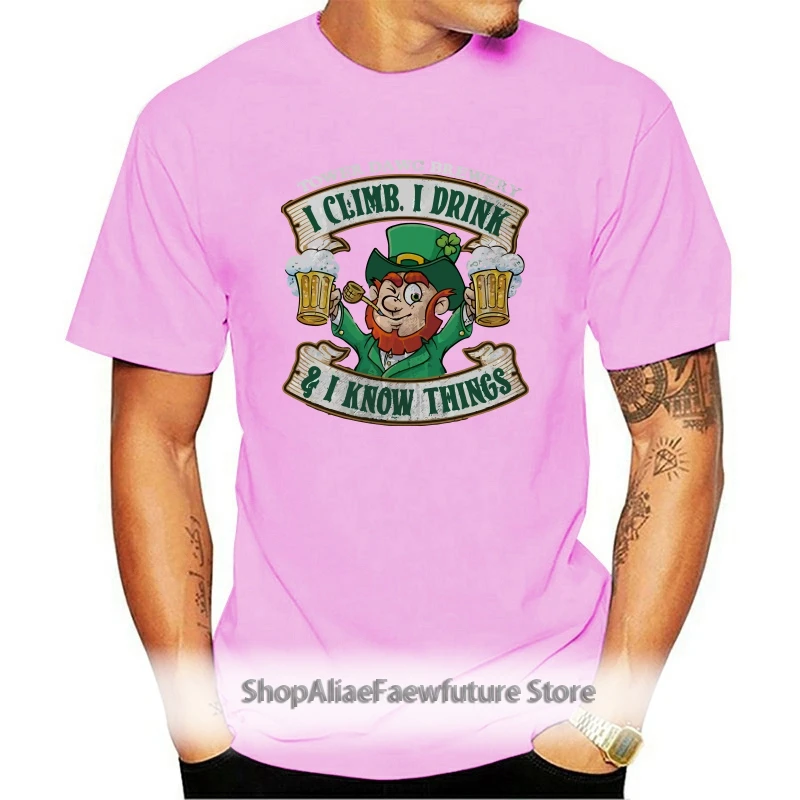 

Leprechaun Holding Beer Tower Dawg Brewery I Climb I Drink I Know Things T-Shirt