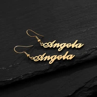 neulry personalized name initial jewelry stainless steel women letters long hook custom drop earrings titanium gold colour