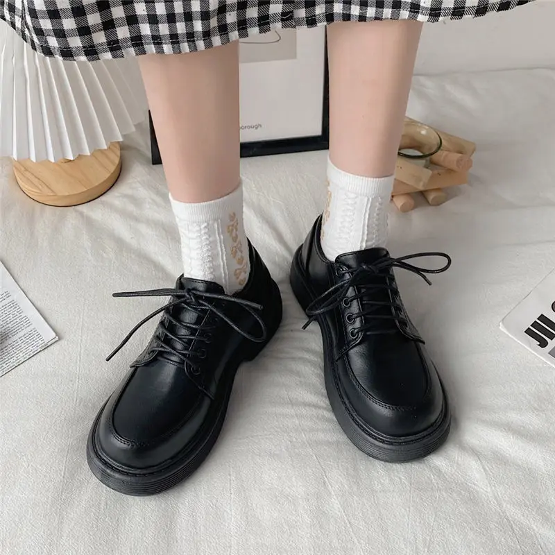 Униформа JK маленькие кожаные туфли Женская британская обувь для девушек