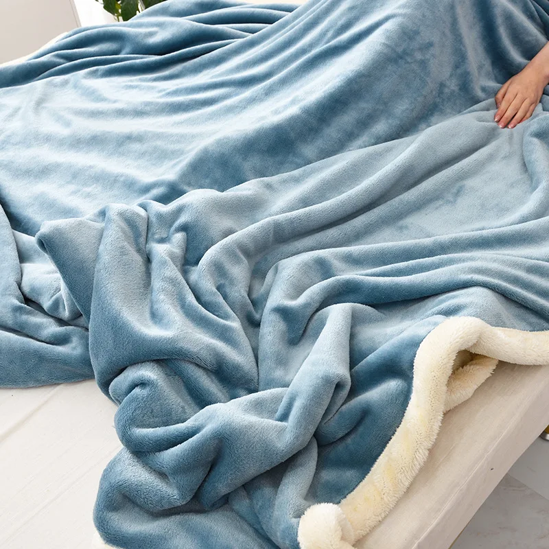 

Bubble Kiss 2020 Customize Pure Color Lamb Wool Blanket French Style Bedroom Blanket Winter Double Thickening Blankets For Beds