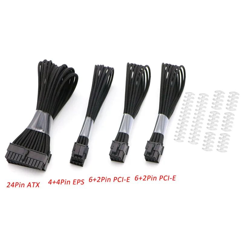 Angitu 2 мм рукав компьютер 24Pin ATX ЦП 4 + 4Pin двойной GPU 6 2Pin PCI E комплект удлинительного
