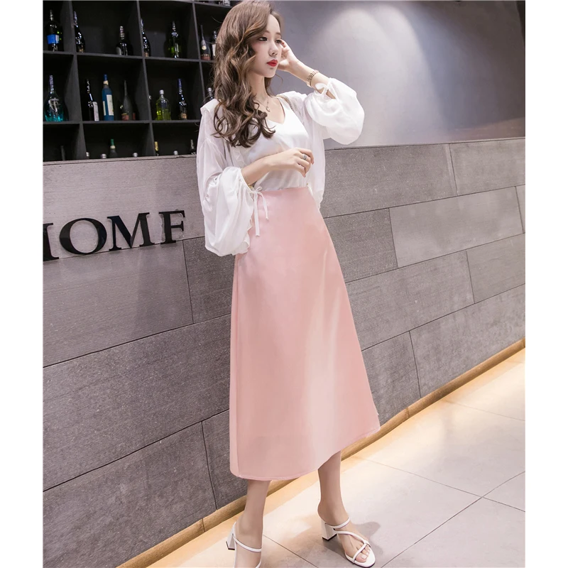 Высококачественные шелковые атласные женские юбки 2020 модная простая Женская