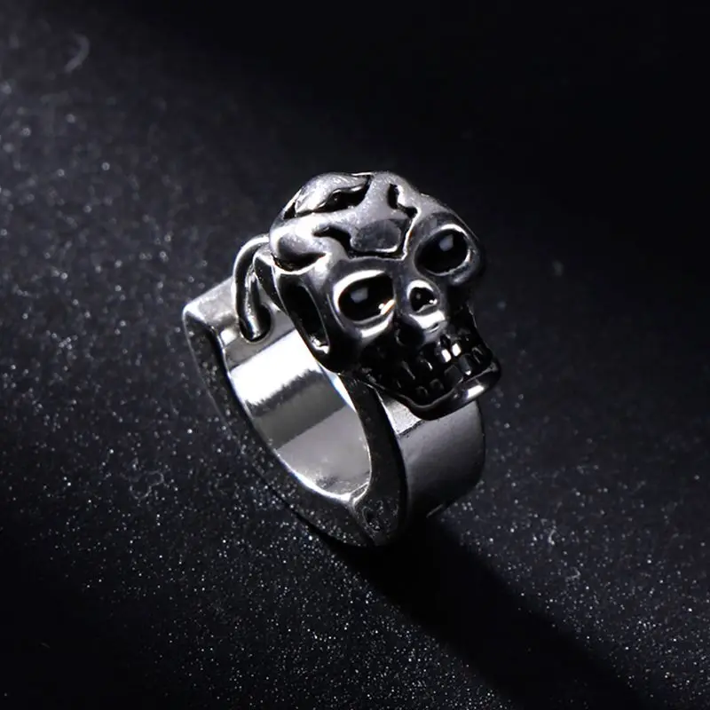 

1 Pair Ear Stud Reggae Fashion Cool Skull Head Jewelry Men Women Charms Earrings Gifts Stainless Steel Silver Exquisite Carved