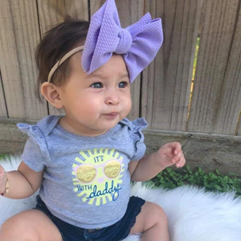 2 Pcs/Set Solid Bow Baby Headbands For Girls Colorful Elastic Soft Turban Cute Hairclip Elegant Hair Accessories | Мать и ребенок