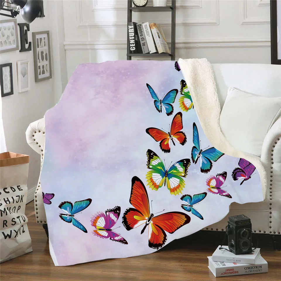 Irisbell бабочки тема шерпа плед одеяло супер мягкое теплое для детей девочек сон в