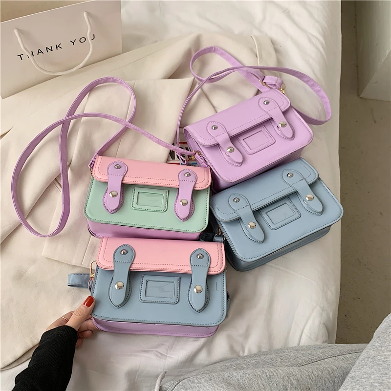 

Fashion Design Women Flap Shoulder Messenger Bag Solid Color PU Leather Ladies Crossbody Bags Female Small Square Handbags Purse