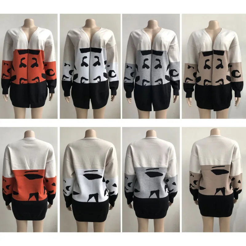 

AIUJXK Leopard Patchwork Knitted Cardigan Women 2020 Autumn Winter Woman New Sweaters Casual Long Sleeve Knitwear Cardigans Coat