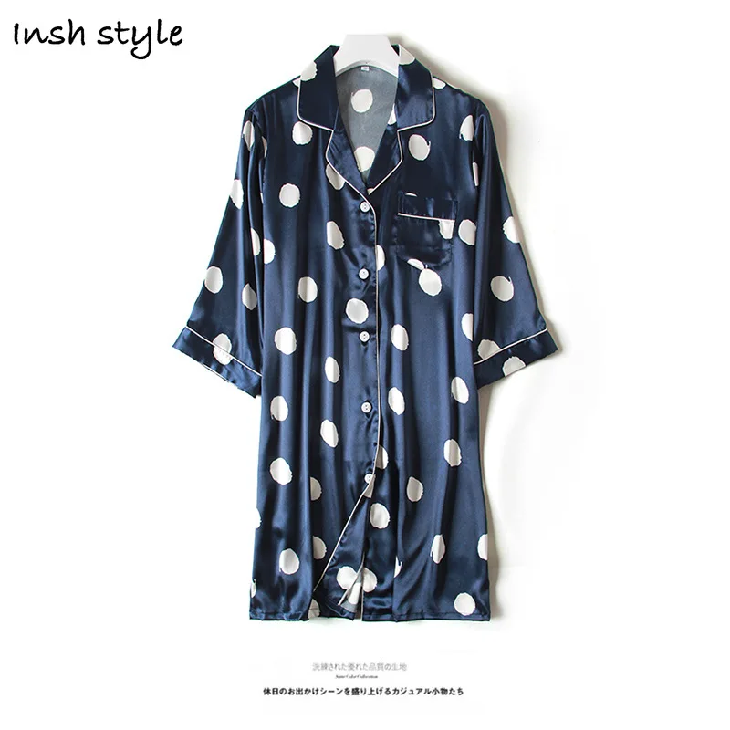 

2021 Women's Nightdress Sexy Polka Dot Princess Wind Ice Silk/Sleepwear