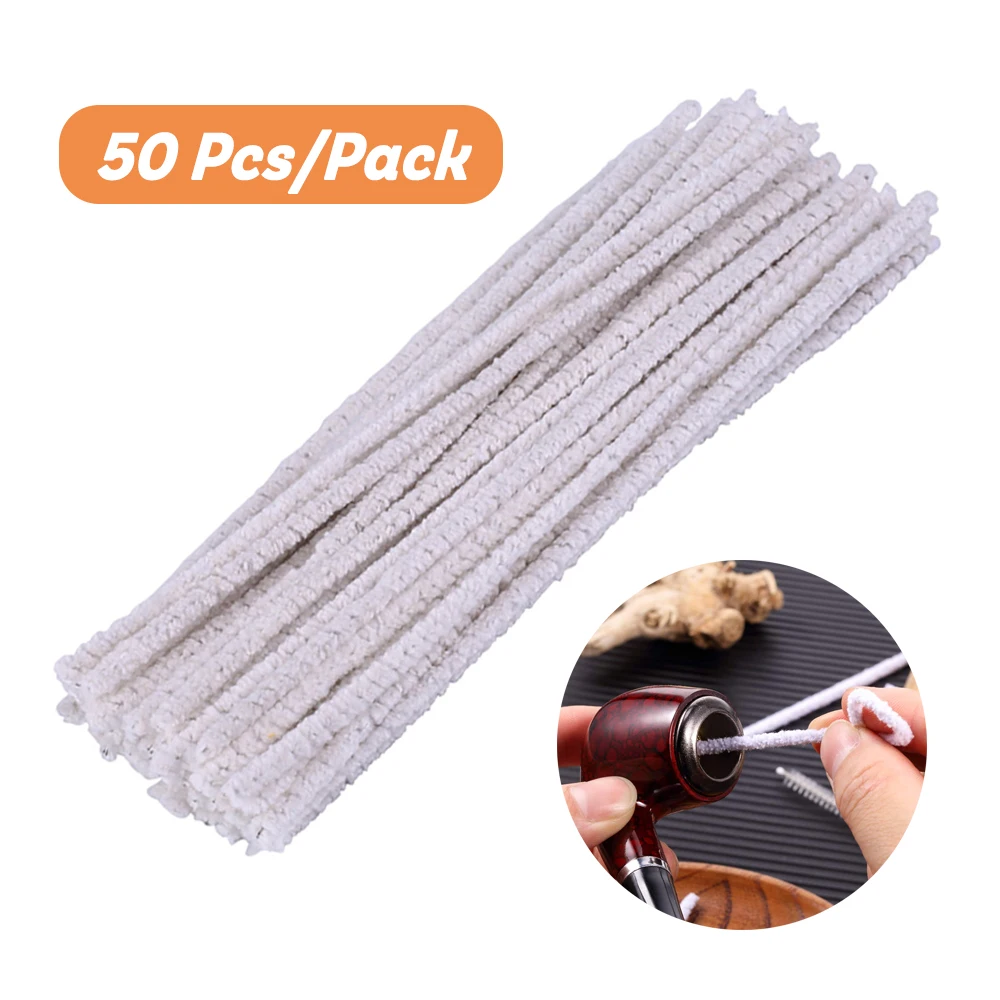 

50Pcs/Pack Smoking Pipe Cleaners Disposable Pipe Cleaning Tool Pistol Rifle Barrel Cleaning Cotton Rods Hunting Gun Cleaning Kit