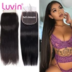 Luvin прямая кружевная застежка с детскими волосами, линия волос, бразильские человеческие волосы Remy 5x5, волосы для черных женщин
