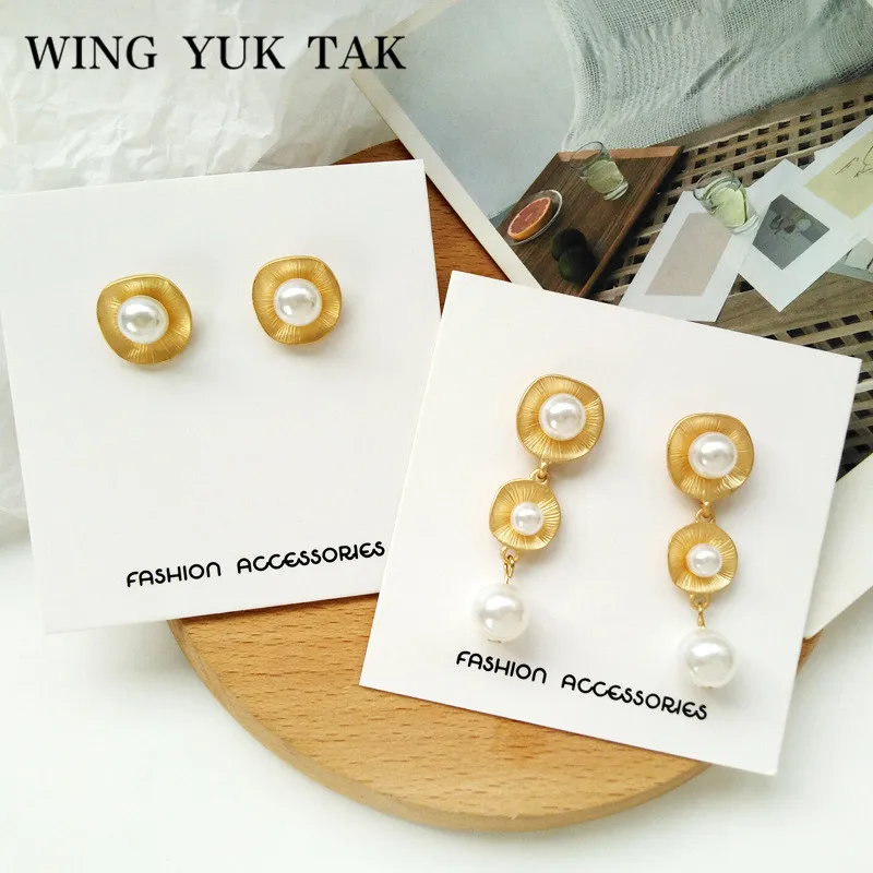 Женские винтажные серьги подвески с искусственным жемчугом|Серьги-подвески| |