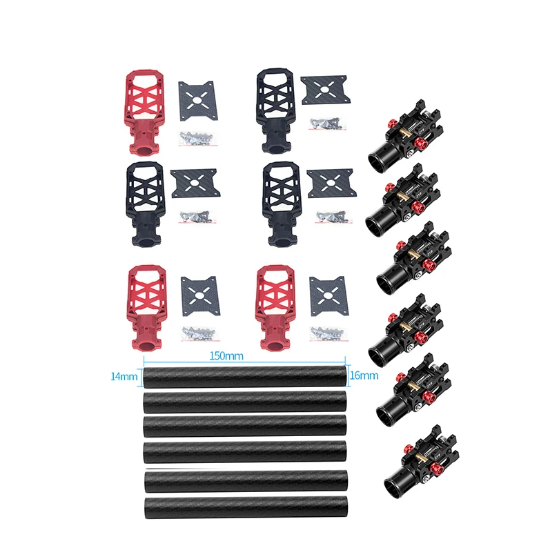 

3K Carbon Fiber Tube + 16mm Clamp Type Motor Mount Plate Holder + Z16 Folding Arm Tube for 6-axle 4-axle Quadcopter Drone