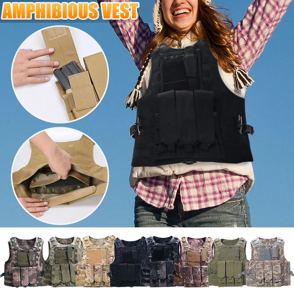 

2020 Military Tactical Vest Durable Mesh 1000D Nylon Breathable Camouflage Lightweight 10 Colors Outdoor Clothing Hunting Vest