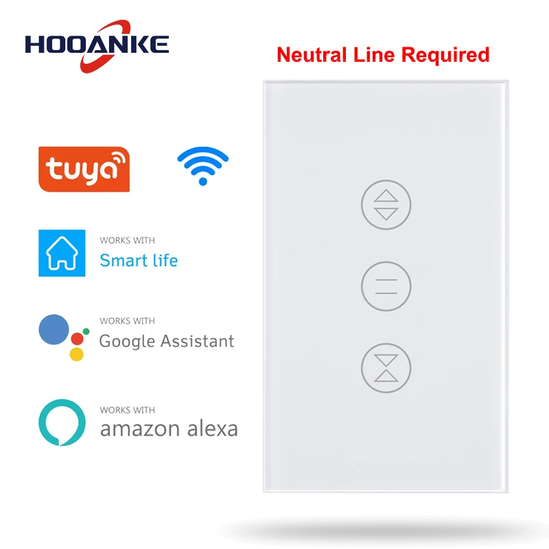 

Smart WiFi Touch Curtain Switches Intelligent Wall Shutter Switches Glass Panel Tuya Smart Life Google Alexa App Control