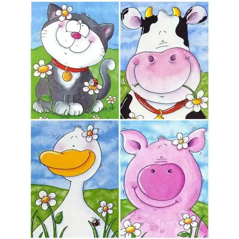 

5D DIY home decoration spray paint canvas diamond painting cute little animals home wall handmade art children mosaic painting